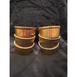 SET OF 6 VINTAGE MIDCENTURY APILCO FRANCE GOLD PORCELAIN RAMEKINS SOUFFLE DISHES